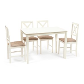 Обеденный комплект Хадсон (стол + 4 стула) id 13692 ivory white (слоновая кость) арт.13692 в Нижнем Новгороде
